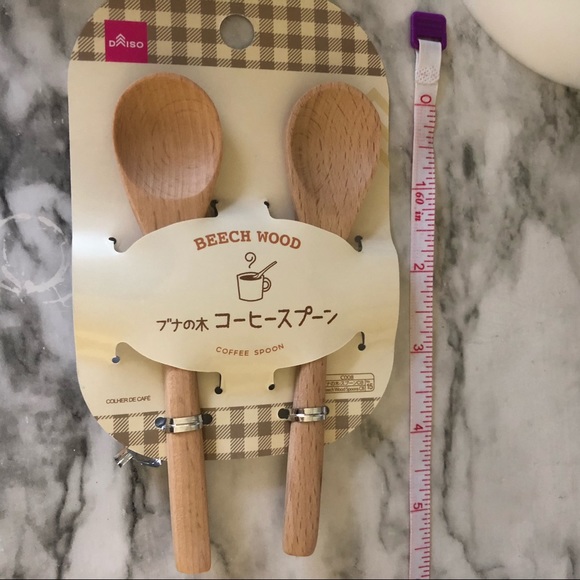 New Pair Mini Beech Beige Wood Coffee Spoons - Picture 2 of 3